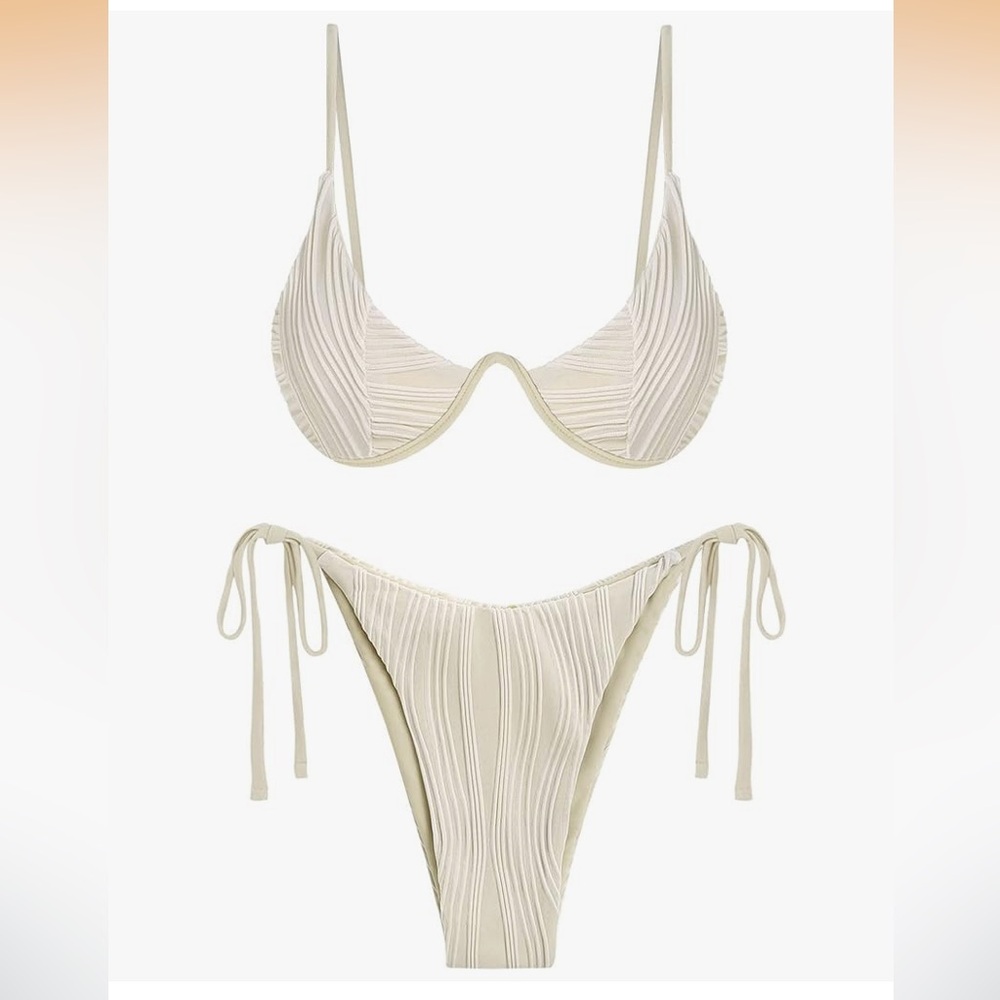 ZAFUL Women's Bikini Set Ribbed Two Piece Swimsuits Underwire Medium (6)